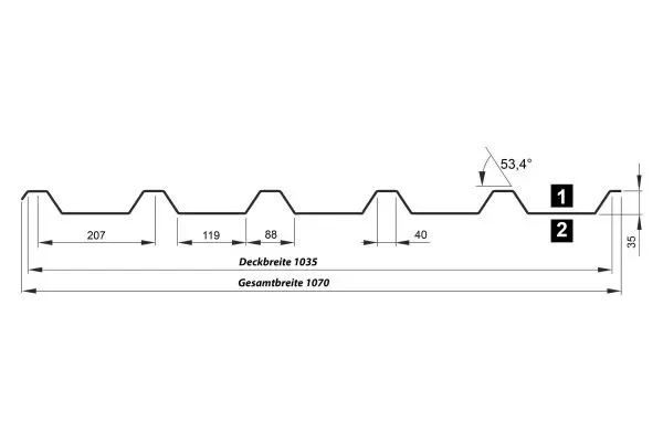 Trapezprofil T35/207 D/W  Purlak/Purmat 50 µm